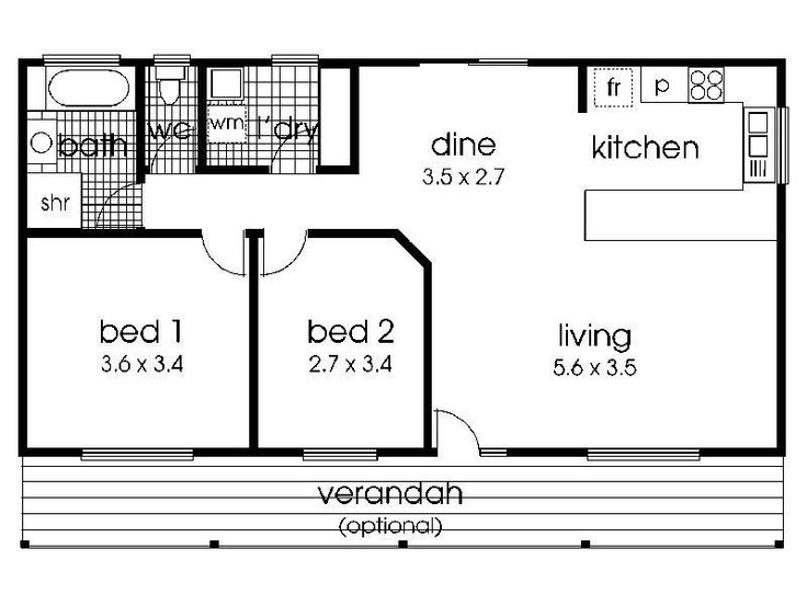 the floor plan for a two bedroom apartment with an attached kitchen and living room area