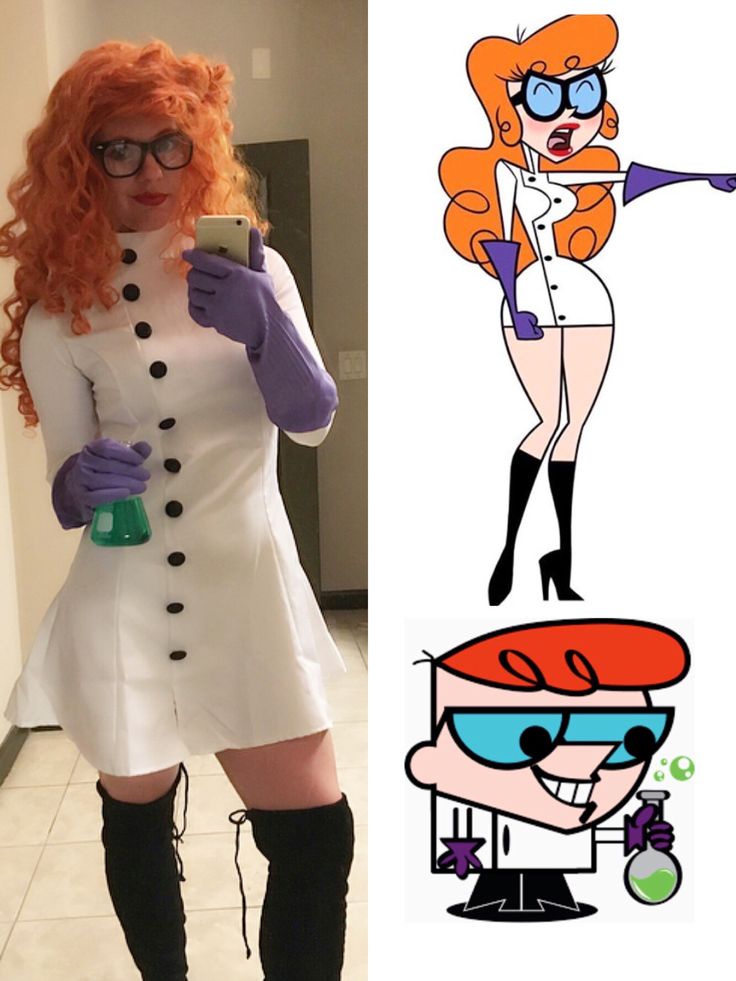 Dexter’s laboratory Costume Dexters Lab Costumes, Intimidating Halloween Costumes, Diy Chel Costume, Non Anime Cosplay Ideas, Dexters Lab Costume Women, 90s Cartoon Costume Ideas, Cartoon Cosplay Female, Scary Costumes Halloween, Easy Diy Cosplay Ideas