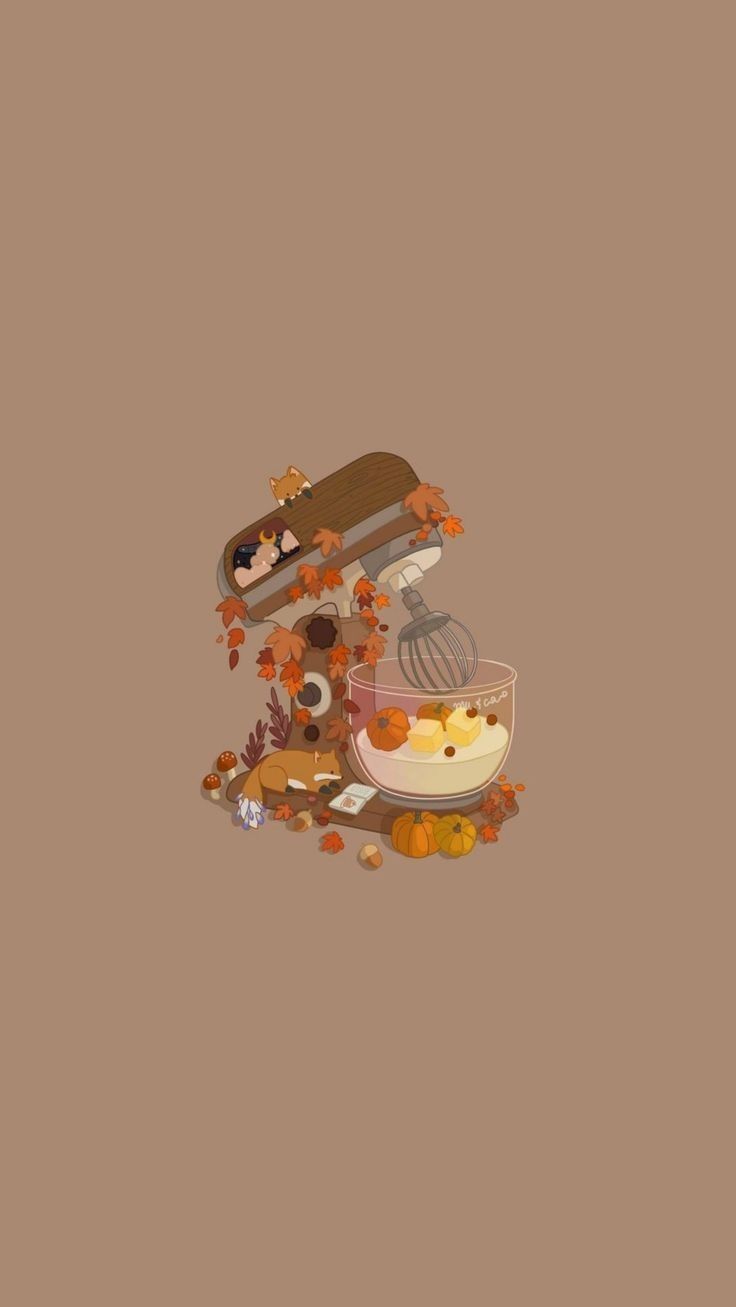 an image of food being made into the shape of a number five with autumn leaves around it