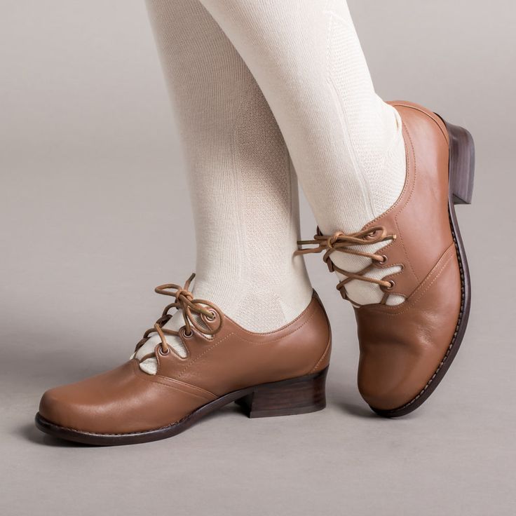 If you're craving cuteness, the Ghillies are the perfect shoe for you. Versatile, comfortable, and adorable, these vintage lace-ups draw inspiration from the traditional ghillie dance shoe, and are reproduced closely from the 1943 Montgomery Ward Catalog. Made in all leather with leather soles, the Ghillies come with two sets of laces for different looks. A sculptural, round toe is paired with our stable 1.25 inch / 3.2 cm heel. These are an all-day every-day shoe offering an elevated and unique American Duchess Shoes, Montgomery Ward Catalog, Shoe Wax, Century Shoes, American Duchess, Fancy Footwear, Cosplay Inspo, Montgomery Ward, Shoe Shine