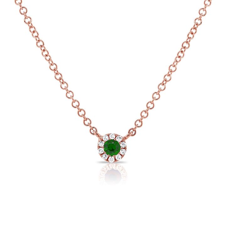 Discover timeless elegance with this Emerald & Diamond Necklace, featuring a stunning blend of vibrant green emeralds and sparkling diamonds. Set against a backdrop of 14K gold, the necklace showcases exquisite emeralds that radiate their deep, lush hue, complemented by diamonds totaling 0.12 carats for added brilliance. The elegant 14K gold chain enhances the piece’s sophistication, providing a classic yet contemporary touch. Perfect for special occasions or to add a touch of luxury to everyday Green Diamond Necklace In Fine Jewelry Style, Green Emerald Diamond Necklace For May Birthstone, Green Diamond Necklace For Formal Events, Formal Green Diamond Necklace For May Birthstone, Green Diamond Necklace For May Birthstone, Formal Diamond Necklace For May Birthstone, Classic Green Necklaces With Diamond Accents, Luxury Emerald Diamond Necklace For May Birthstone, Luxury Green Diamond Necklace For May Birthstone