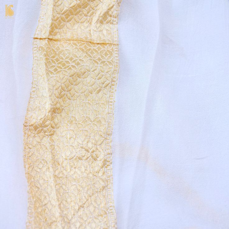 An exclusive saree from Khinkhwab. Add a dash of your favorite color to your ethnic look with this beautiful Banarasi saree from our dyeable georgette collection. The Saree is made of pure Georgette. Contact us for color and customization. Gold Slub Silk Churidar With Chikankari Embroidery, Gold Churidar With Chikankari Embroidery In Slub Silk, Ceremonial Slub Silk Kurta For Diwali, Traditional Cotton Silk Churidar With Sheer Dupatta, Gold Slub Silk Salwar Kameez With Chikankari Embroidery, Gold Tussar Silk Kurta With Chikankari Embroidery, Ceremonial Slub Silk Kurta For Festivals, Slub Silk Kurta For Ceremonial Festivals, Slub Silk Kurta With Traditional Drape For Wedding