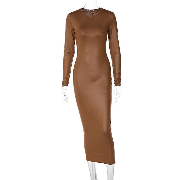 Features: Be elegant and eye-catching with this sophisticated Jill Full Sleeve Bodycon Midi Dress. This full sleeve design includes an O-neck and a stylish, slim split that gives a sultry look. It's the perfect dress for formal or dressy occasions. Long Sleeve Stretch Bodycon Dress For Dinner, Sleek Long Sleeve Midi Dress For Dinner, Sleek Long Sleeve Party Dress, Formal Long Sleeve Slim Fit Bodycon Dress, Chic Long Fitted Bodycon Dress, Sleek Long Sleeve Midi Dress For Date Night, Chic Long Bodycon Dress, Sleek Fitted Long Sleeve Midi Dress, Sleek Long Sleeve Fitted Bodycon Dress