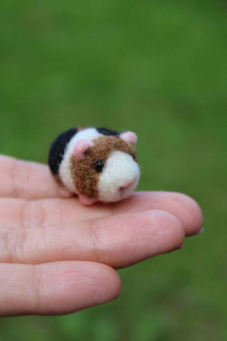 a small toy hamster is sitting on someone's hand