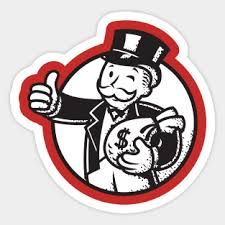 a sticker with a man in top hat holding a cat and giving the thumbs up