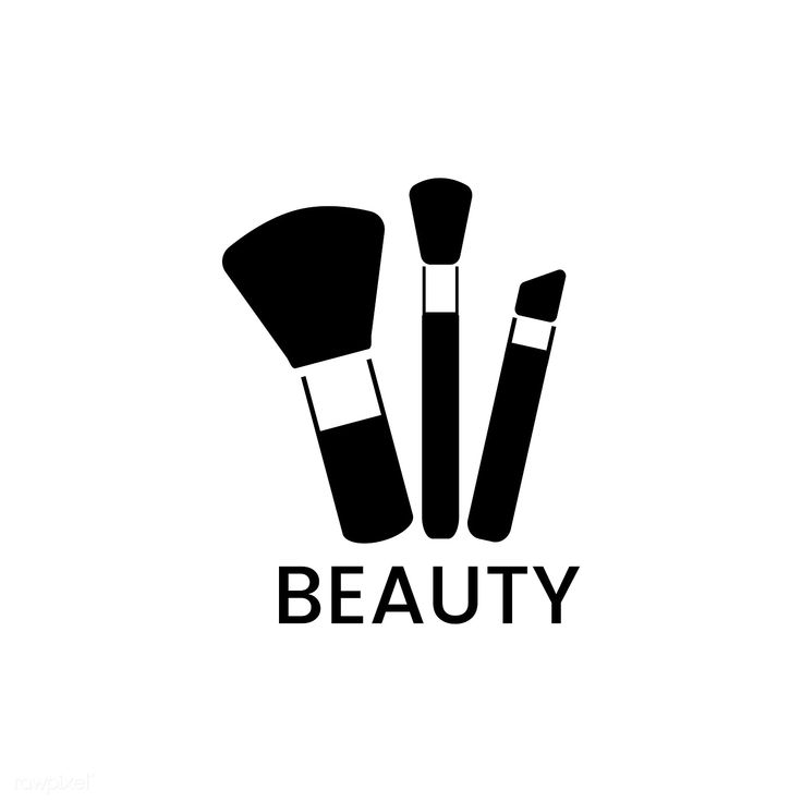 the logo for beauty is shown in black and white, with three brushes next to it