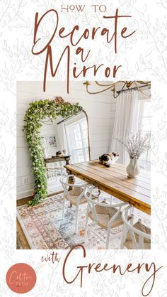 #diy, #crafts, #handmade, #creative Mirror With Greenery, Decorated Mirror Diy, Decorating Mirror Ideas, Decorate A Mirror, Decorated Mirror, Decorative Bathroom Mirrors, Tall Mirror, Mirror Crafts, Yellow Wildflowers