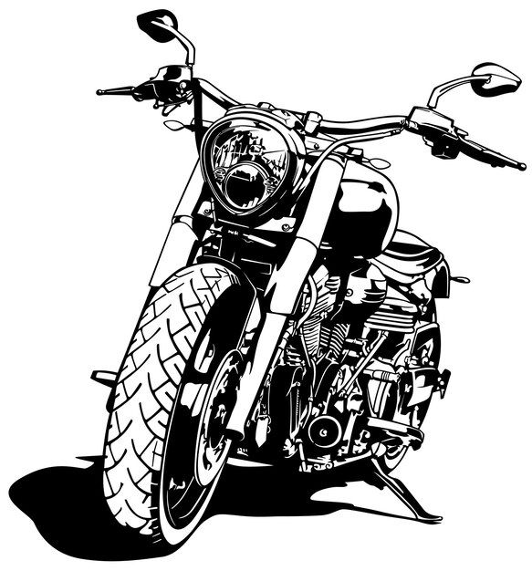 a black and white drawing of a motorcycle on a white background stock photo, images and royalty