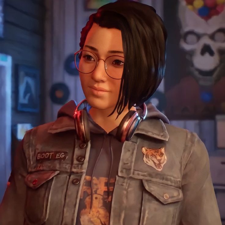 an image of a woman with headphones on in the video game overwatching