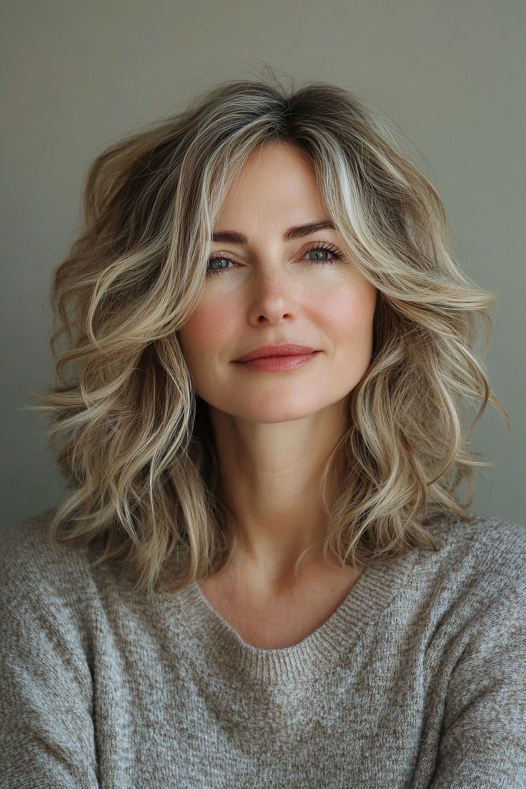 33 Amazing Shoulder-Length Hairstyles for Women Over 50 in 2024 – CreativeBooster Medium Length Hair For Women, 50s Hair, Warm Blonde Highlights, Shoulder Length Hairstyles, Older Women's Hairstyles, 50s Hairstyles, Long Bobs, Ash Blonde Highlights, Layered Haircuts For Medium Hair