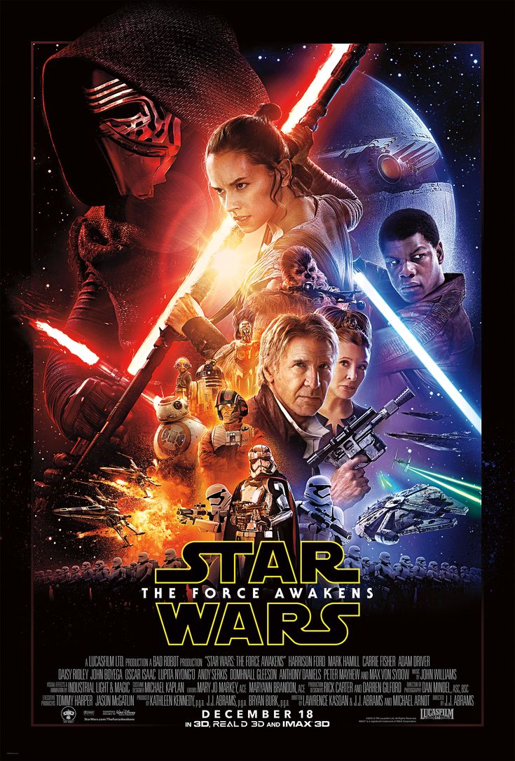 star wars the force awake movie poster with characters from different movies on it, including person and others