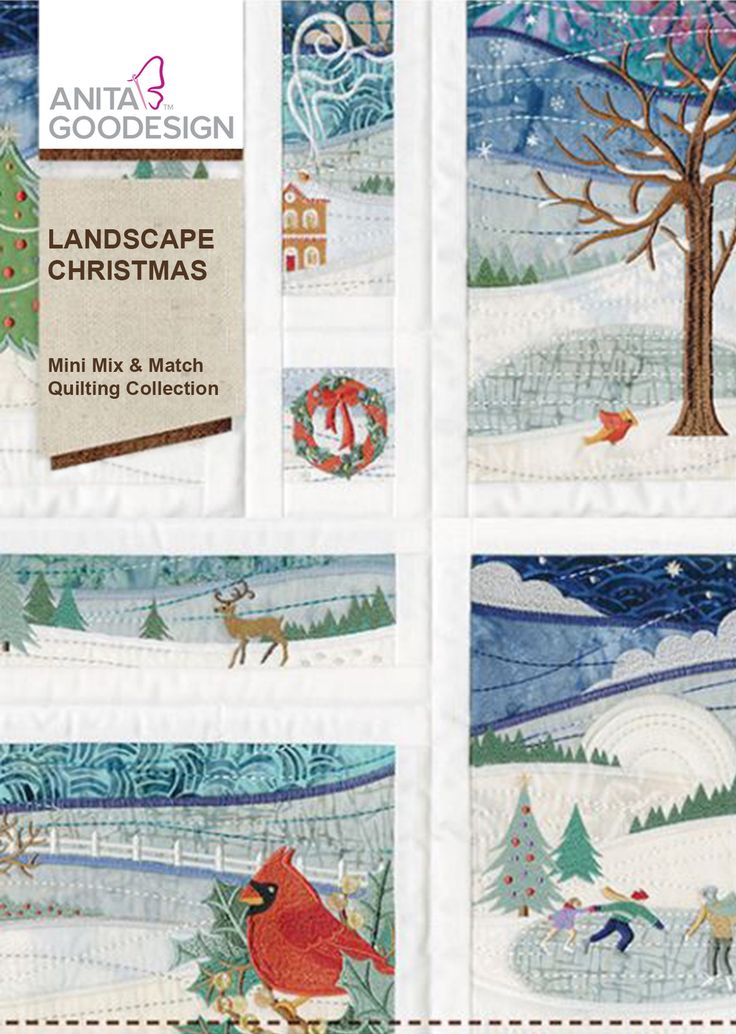 four christmas cards with trees and animals in the snow, one has a red cardinal on it