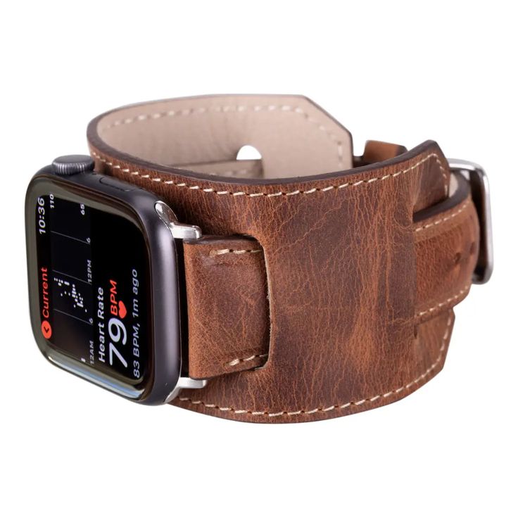 Experience the luxurious comfort and unparalleled craftsmanship of our distressed brown leather cuff Apple Watch band. This unique accessory blends classic design with modern functionality, making a bold statement on your wrist, designed to enhance your daily wear while showcasing your personal style. Completely Handmade Genuine Full-Grain Leather Special Cuff Style Design Durable, Stylish & Timeless Design Stainless-Steel Buckles - Secure & Strong Compatible with all Apple Watch Series (includi Everyday Cuff Leather Watch Bands, Brown Leather Watch With Bracelet Strap, Timeless Brown Watch Bands For Everyday, Brown Leather Strap Apple Watch Band, Adjustable Leather Cuff Watch Bands, Adjustable Cuff Watch Bands With Leather Strap, Adjustable Leather Strap Cuff Watch Bands, Brown Leather Strap Rectangular Watch, Luxury Brown Apple Watch Band With Wrist Strap