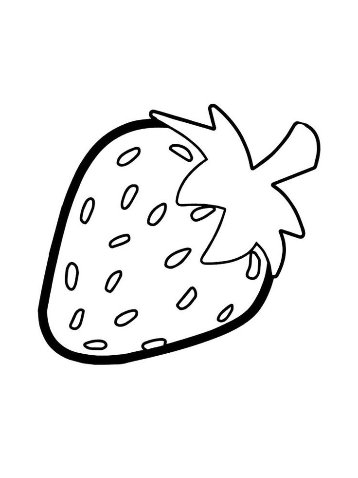 a black and white drawing of a strawberry