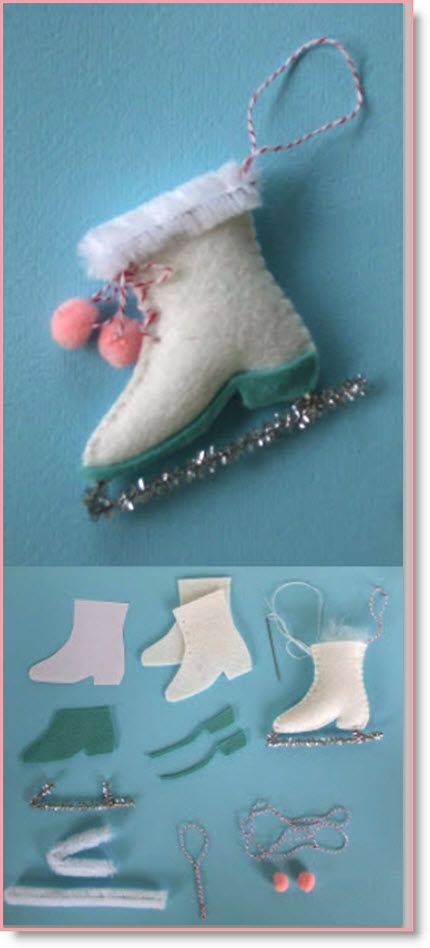 an ornament made to look like a pair of ice skates