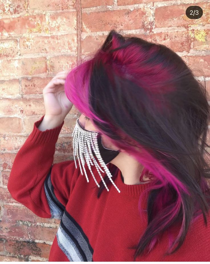 Purple Shadow Root Black Hair, Vivid Roots Black Hair, Colored Roots Dark Hair, Pink Shadow Root Black Hair, Colored Shadow Root Black Hair, Neon Roots Black Hair, Hot Pink Roots With Black Hair, Colorful Shadow Root, Shadow Root Colored Hair