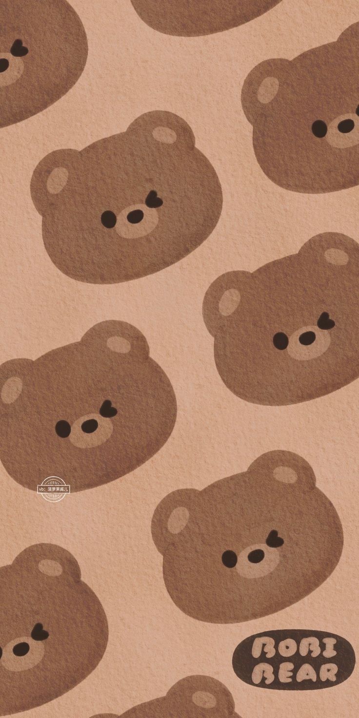 a brown bear pattern with black eyes on it's face and the words, root bear