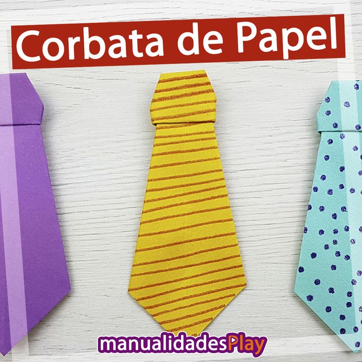 three different types of ties are displayed on a white background with the words corbata de papel