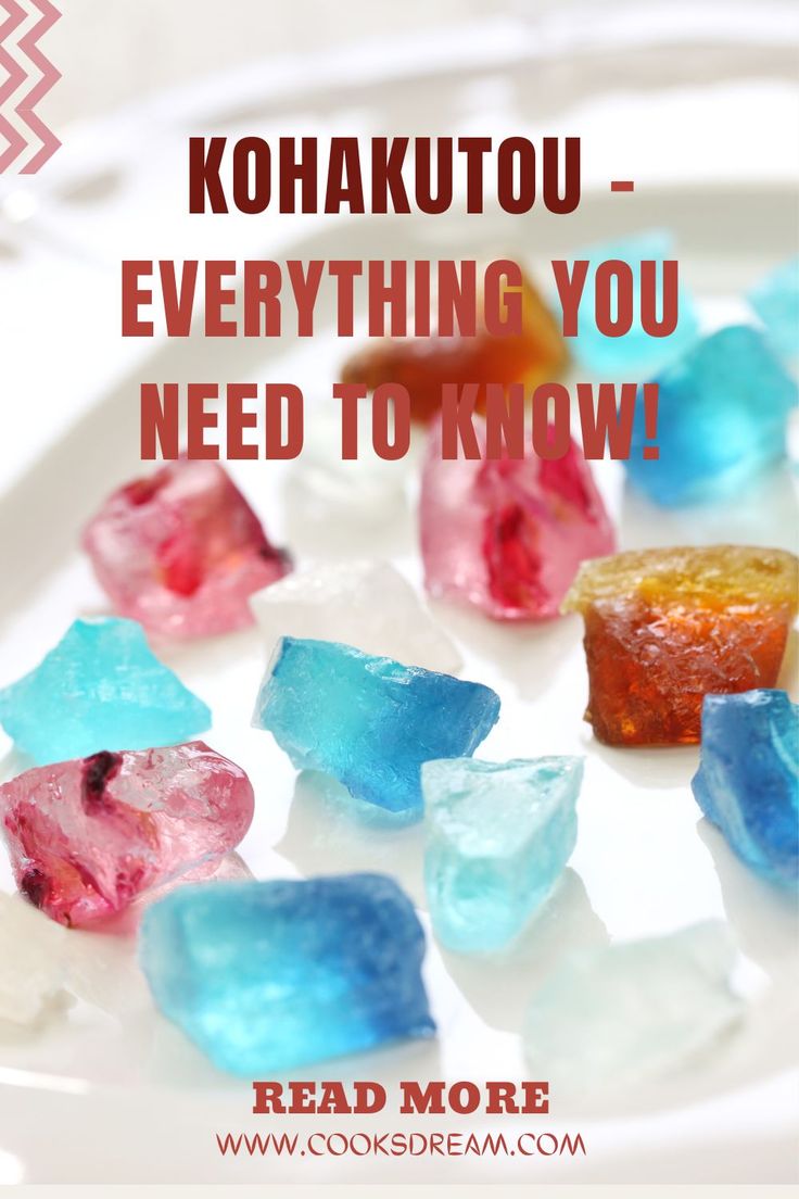 colorful gummy bears on a white plate with text reading kohaku - everything you need to know