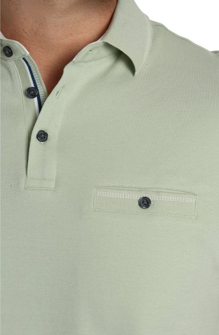 Grosgrain ribbon contrast peeks out from the placket of this sporty all-cotton polo. Button half placket Spread collar Chest button-welt pocket 100% cotton Machine wash, tumble dry Imported Green Collared Polo Shirt With Button Closure, Green Cotton Polo Shirt For Work, Casual Polo Shirt With Johnny Collar And Contrast Trim, Casual Polo Shirt With Contrast Trim, Casual Collared Polo Shirt With Contrast Trim, Cotton Polo Shirt With Buttons, Casual Cotton Polo Shirt With Contrast Trim, Cotton Polo, Grosgrain Ribbon