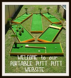 Mini Golf on Pinterest | 17 Images on miniature golf, golf and carniv… Miniature Golf Course Diy, Putt Putt Golf Diy Ideas, Mini Golf Course Diy, Diy Putt Putt, Backyard Mini Golf, Diy Mini Golf, Mini Golf Ideas, Outdoor Mini Golf, Portable Mini Golf