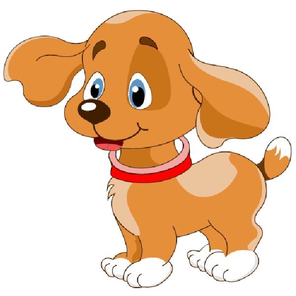 a cartoon dog with a red collar