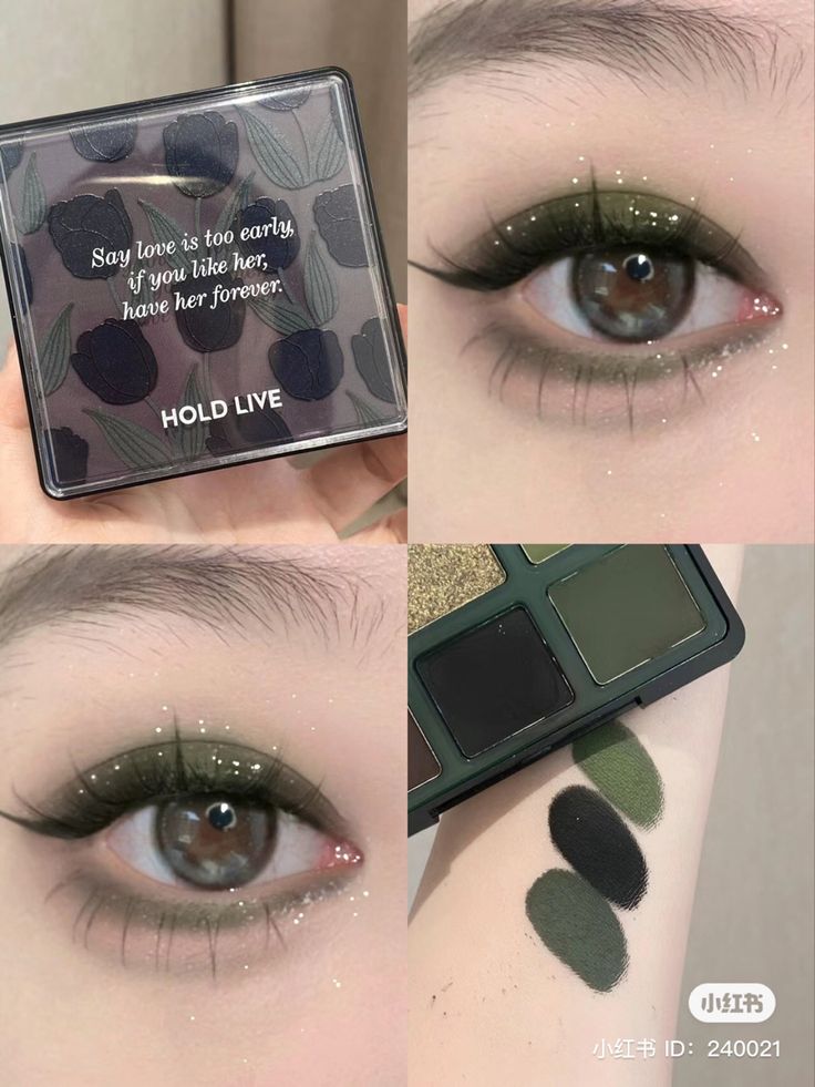 #douyin#ulzzang#korean#chinese#cute#aesthetic#makeup Green Academia Makeup, Jade Makeup Looks, Dark Green Douyin Makeup, Green Makeup Korean, Green Douyin Makeup, Douyin Makeup Eye, Doyun Makeup Look, Dark Douyin Makeup, Dark Green Makeup