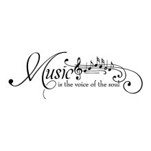 music is the voice of the soul with musical notes and trebles on it