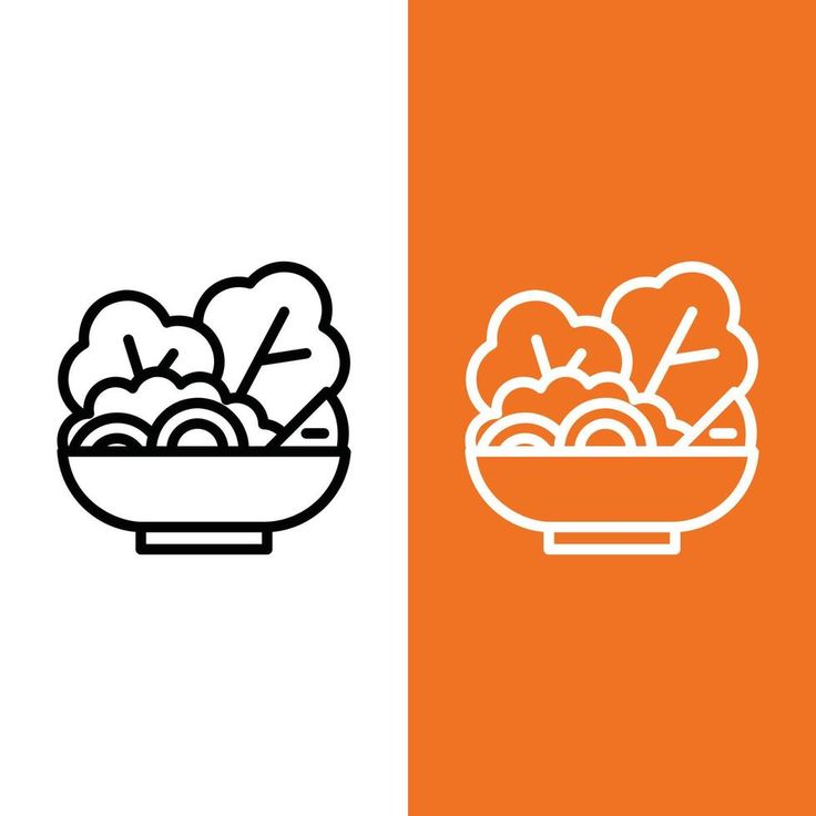 a bowl filled with vegetables next to an orange and white background on the left side