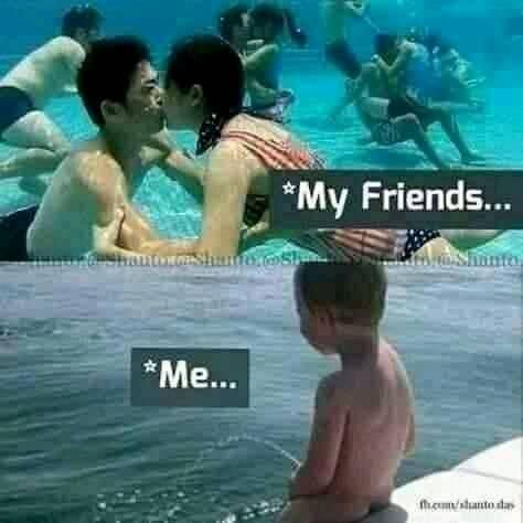 two pictures, one showing a boy and the other saying my friends me