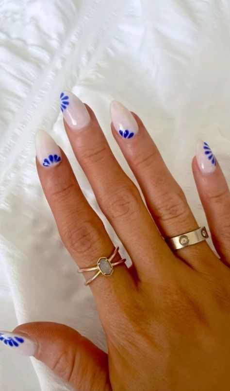 European Nail Ideas, Europe Trip Nails, Blue And White Acrylics, Croatia Nails, Nails For Italy, Europe Nails, Pink Tip Nails, Magic Nails, Matte Nails Design