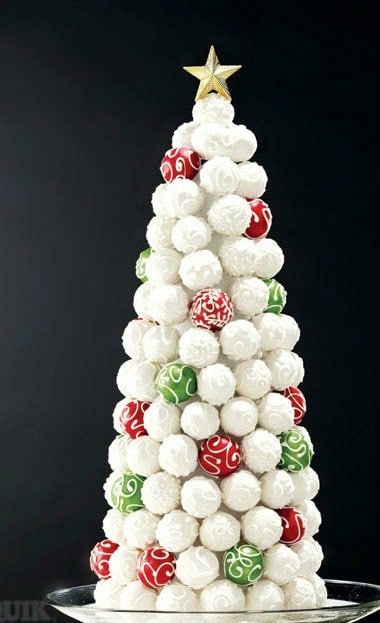 a small christmas tree made out of marshmallows