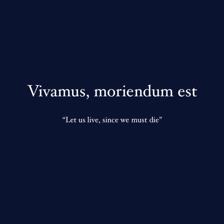 an image of the words vivanus, moreendum est and let us live since we must die