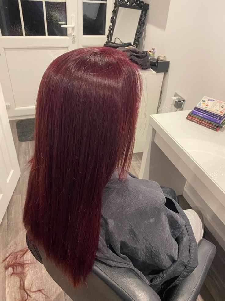 Deep Red Long Hair, Cherry Red Hair Straight, Dark Red Velvet Hair, Dark Garnet Red Hair, Dark Red Hair Straight, Dark Red Hair Inspo Color, Dark Res Hair, Deep Red Hair Colour, Dark Red Hair Layers