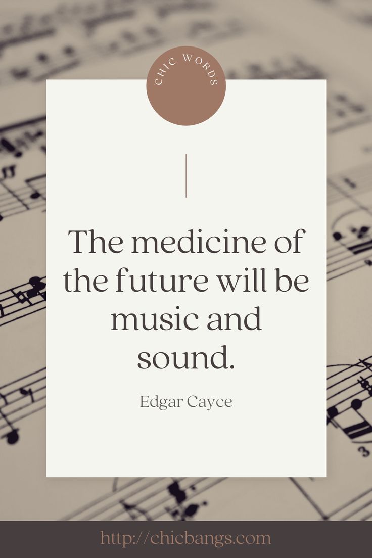 sheet music with the words, the medicine of the future will be music and sound