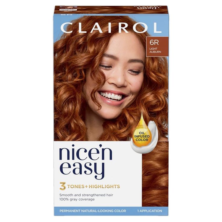 Clairol Nice'n Easy Permanent Hair Color #110 Light Auburn - 1 EA provides long-lasting color and full gray coverage with natural-looking results. The ammonia-free formula is gentle on hair and scalp, while the blend of color tones and highlights enhances your natural beauty. With an easy-to-use applicator bottle and conditioning ColorSeal conditioner, Clairol Nice'n Easy Hair Color makes it simple to achieve salon-quality results at home. Transform your hair with Clairol Nice'n Easy Permanent H Light Auburn Hair Color, Light Auburn Hair, How To Dye Hair At Home, Light Auburn, Hair Color Cream, Hair Color Auburn, Gray Coverage, Permanent Hair Dye, Color Your Hair