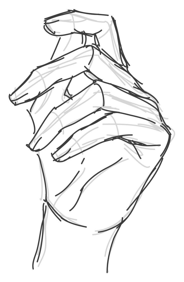 a line drawing of a hand holding something