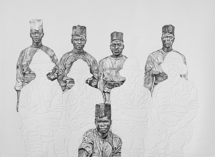 a drawing of five african men in different poses