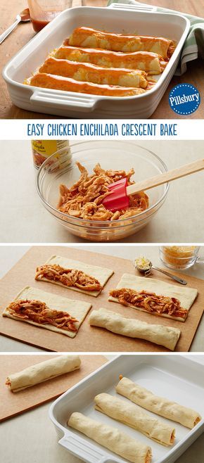 this is an image of easy chicken enchilada crescent bake with ingredients