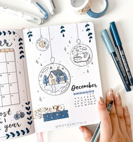 December Journal Ideas Cover, December Bujo Spread, December Journal Spread, Bujo Ideas Page, December Journal Page, Bujo December Cover, Monthly Reading Journal Spread, December Planner Ideas, Bujo 2024 Cover Page