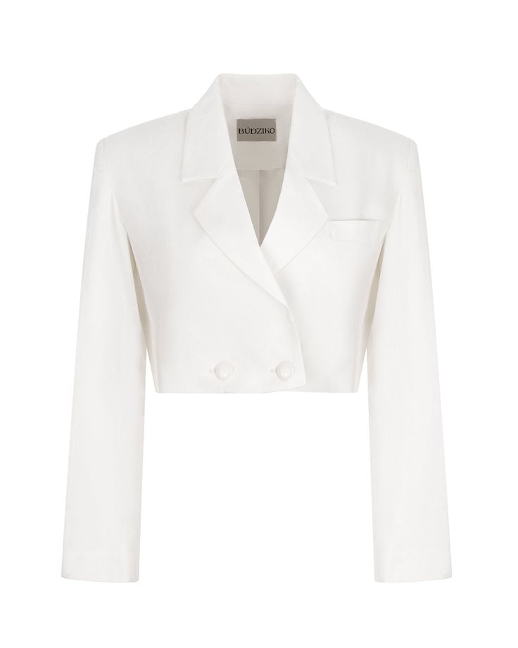 PARIS MILKY WHITE CROPPED BLAZER Matching trousers available to complete the outfit Lined Four-button cuffs Button fastening Double-breasted 20% viscose, 77% polyester, 3% elastan White Blazer With Button Cuffs For Work, White Blazer With Button Cuffs And Lapel Collar, Elegant White Cropped Bottoms, Fitted White Blazer With Button Cuffs, White Tailored Cropped Blazer, White Cropped Blazer For Office, White Office Blazer With Button Cuffs, White Blazer With Button Cuffs For Semi-formal Occasions, White Semi-formal Blazer With Button Cuffs