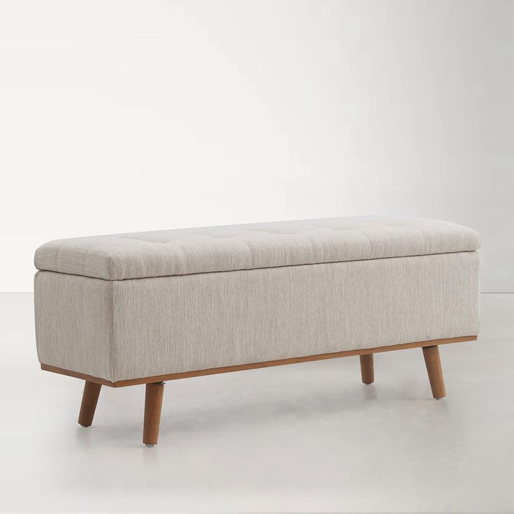 PRICES MAY VARY. Contemporary Design - This storage bench features a classic and simple design with linen style fabric and wood legs, making it a perfect addition to any room in your house, whether it be your bedroom, living room, entryway, or dining room. The flip-top bench provides convenient hidden storage and space-saving functionality Premium Quality Material - Upholstered in linen-style fabric, this bench features natural wood trim, rounded rubberwood legs, and a super thick, high-density End Of Bed Bench With Storage, Ottoman Bench Bedroom, End Of Bed Storage Bench, Storage Bench For Bedroom, Bed Bench Storage, Modern Storage Bench, Ottoman For Living Room, Bench For Bedroom, Storage Bench Bedroom