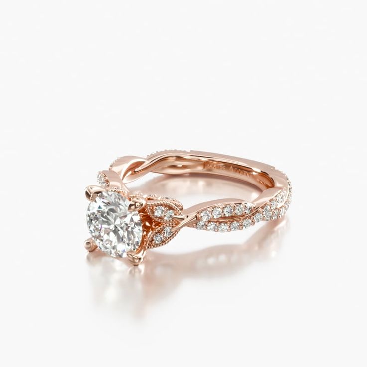 a rose gold engagement ring set with a round diamond