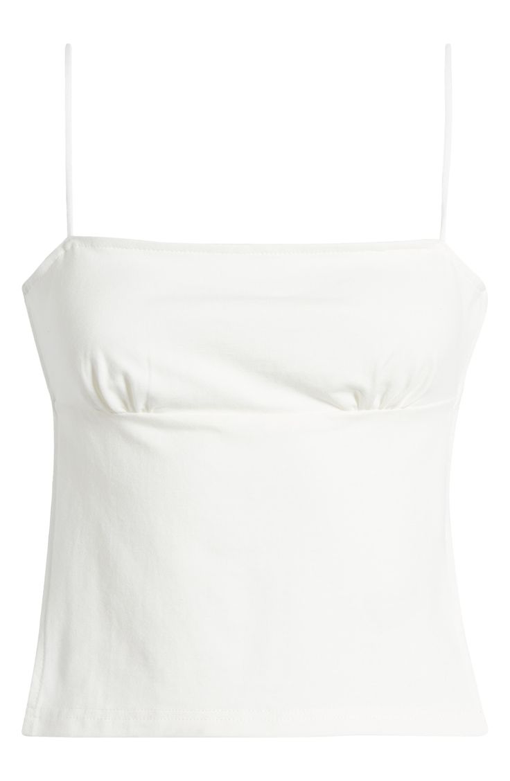 Bask in the sunshine in this soft and stretchy cotton-blend cami that lets you show off your back and adjust the fit with ease thanks to the tie closure. Square neck Adjustable straps 95% cotton, 5% spandex Machine wash, dry flat Imported Beachy Fits, Summer Store, Gameday Outfits, Cute White Tops, College Gameday, European Girls, Rich Girl Lifestyle, Cute Bathing Suits, Summer Ideas