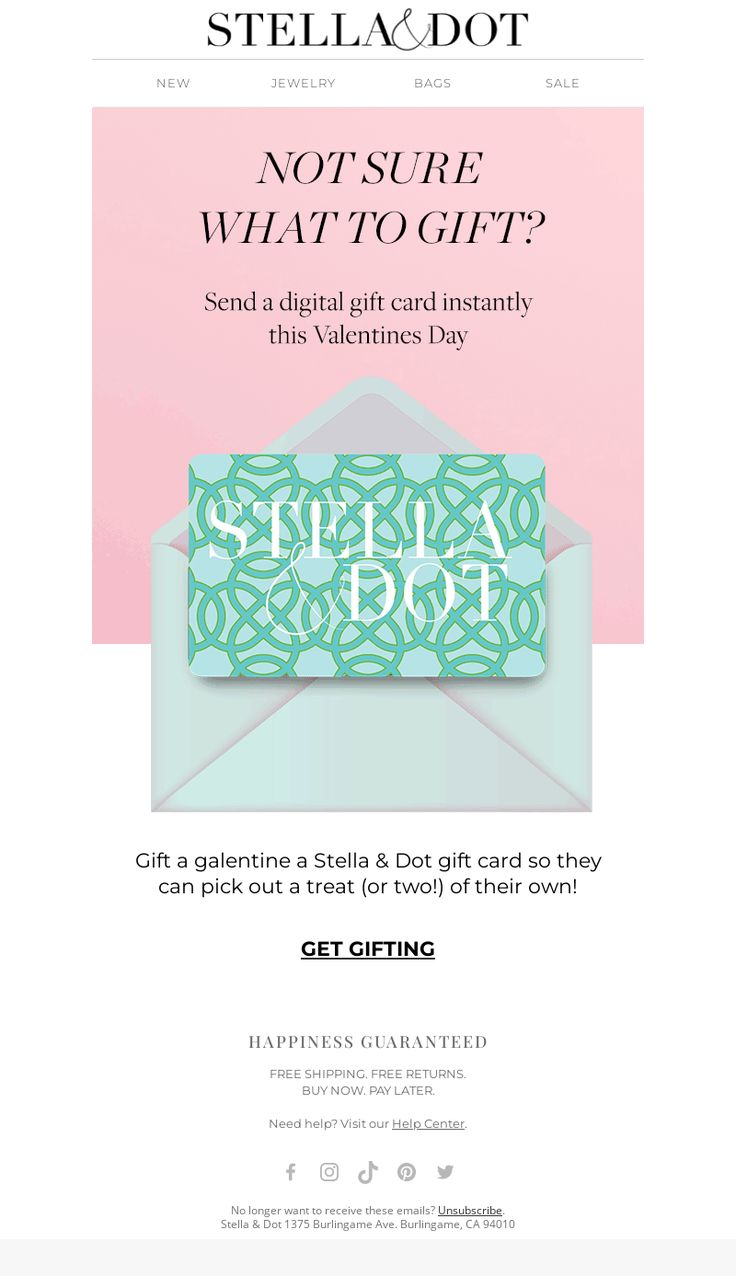 the stella & dot gift card is on sale for $ 10, and it's not sure what to give