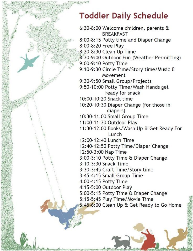 the toddler daily schedule is shown here