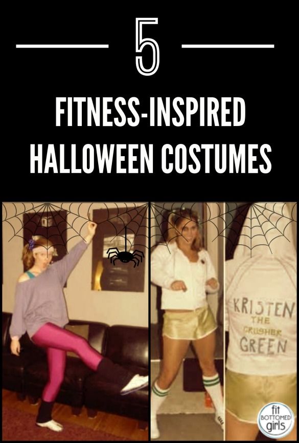 five photos with text that reads 5 fitness - inspired halloween costumes