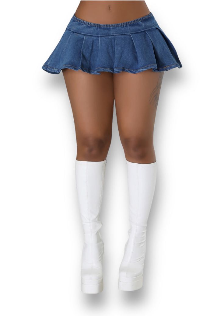 The Mini Denim Skirt is everyone’s fave! Comes with shorts underneath so you can really be a thotty lol Semi-stretch skirt High-waisted Elastic waistband Ruched Short underlining 60% Cotton 38% Polyester 2% Spandex Hand wash cold Model is wearing a small MODEL STATS Height: 5.3"Bust:33" / Waist:28" / Hips:42" Spring Denim Blue Stretch Mini Skirt, Spring Stretch Denim Blue Mini Skirt, Spring Stretch Denim Blue Skort, Spring Stretch Denim Mini Skirt, Denim Blue Stretch Mini Skort, Stretch Denim Blue Mini Skirt For Summer, Trendy Fitted Dark Wash Skort, High Waist Denim Skort, Stretch High Rise Denim Blue Mini Skirt