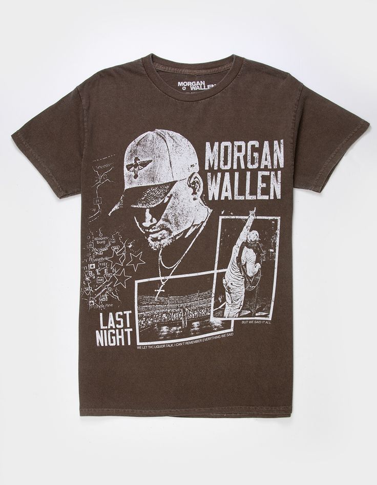 Morgan Wallen Last Night Tee. Large Graphic Screened On Front. Garment Dyed For Distressed Look. Crew Neck. Short Sleeve. 100% Cotton. Machine Wash. Imported. Morgan Wallen Merchandise, Morgan Wallen Sweater, Country Music Merch, Cool Tees Graphics, Trendy Tee Shirts, Morgan Wallen Concert Aesthetic, Winter Graphic Tees, Morgan Wallen Clothes, Cute Country Clothes