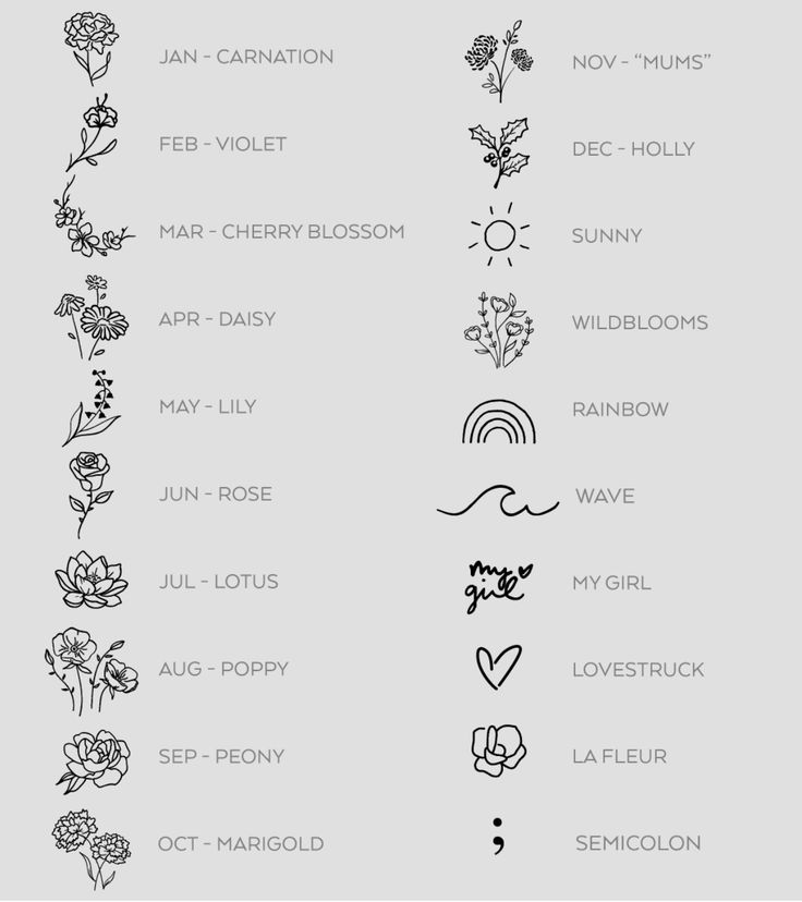 the different types of flowers are shown in black and white on a gray background,